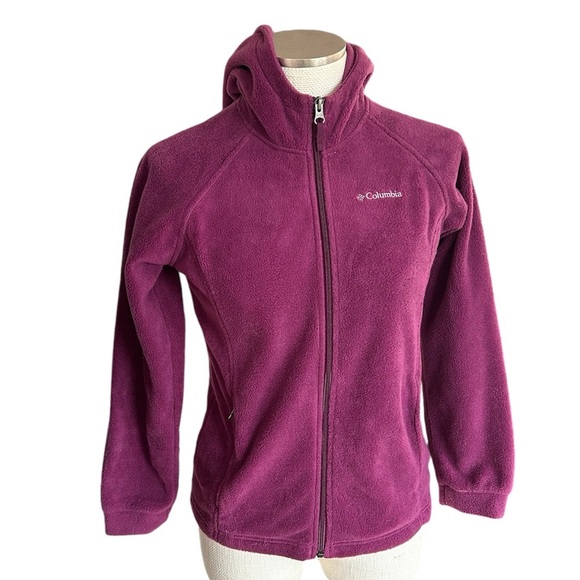 Columbia Women’s Fleece Zip Jacket With Hood Size L - Picture 1 of 7